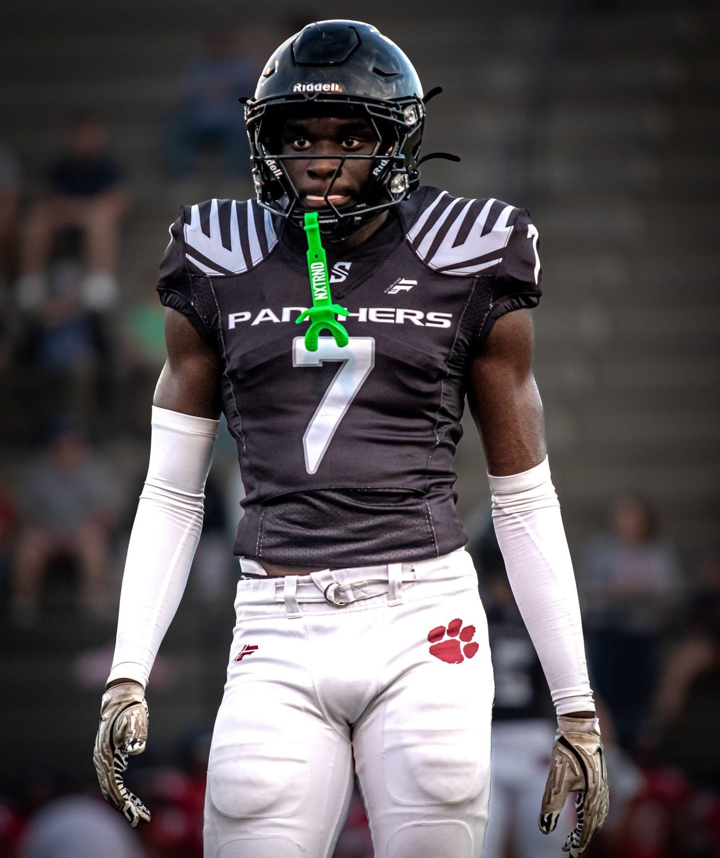 Panther #7 standing ready before kickoff